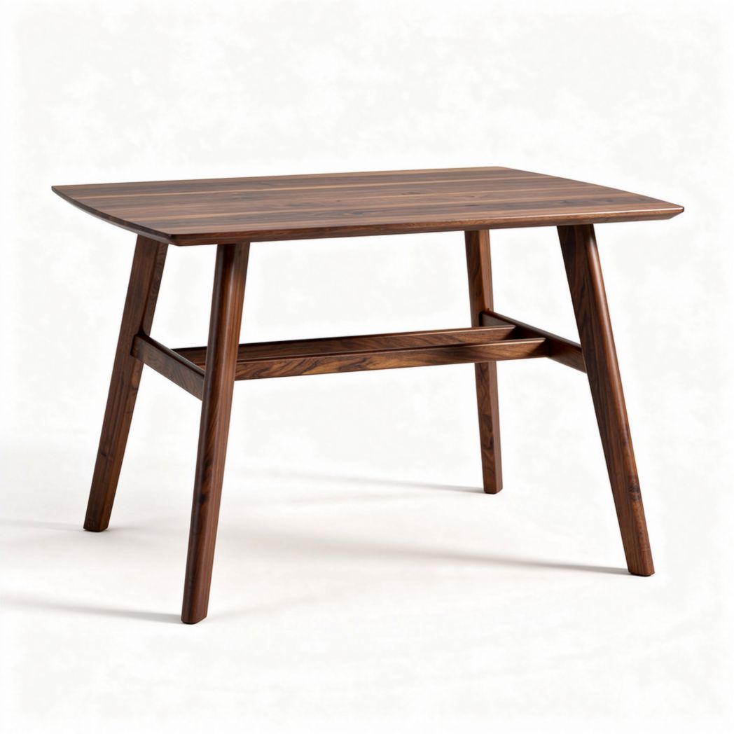 Wooden dining table in walnut finish with dimensions 120 x 80 x 75cm