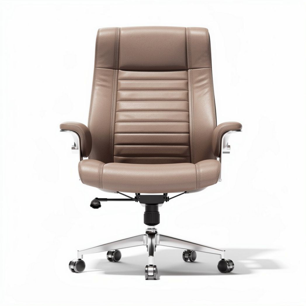 Brown leather office chair with adjustable height and ergonomic design 70 x 70 x 120cm