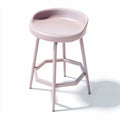 Pink plastic stool with hexagonal metal frame for indoor use 40 x 40 x 75cm