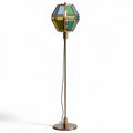 Stained glass floor lamp with gold metal base for living room decor 50 x 30 x 150cm