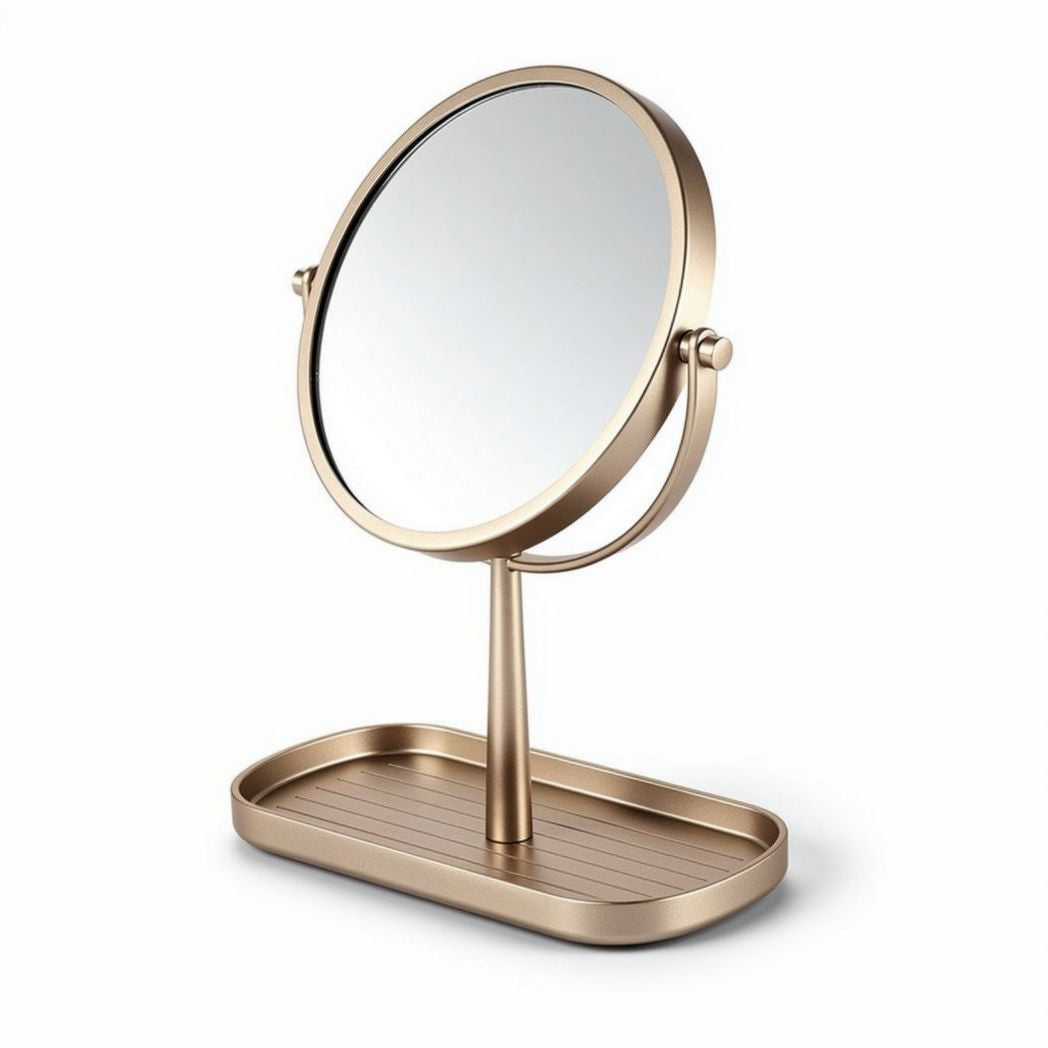 Brass makeup mirror with detachable tray 20 x 15 x 35cm