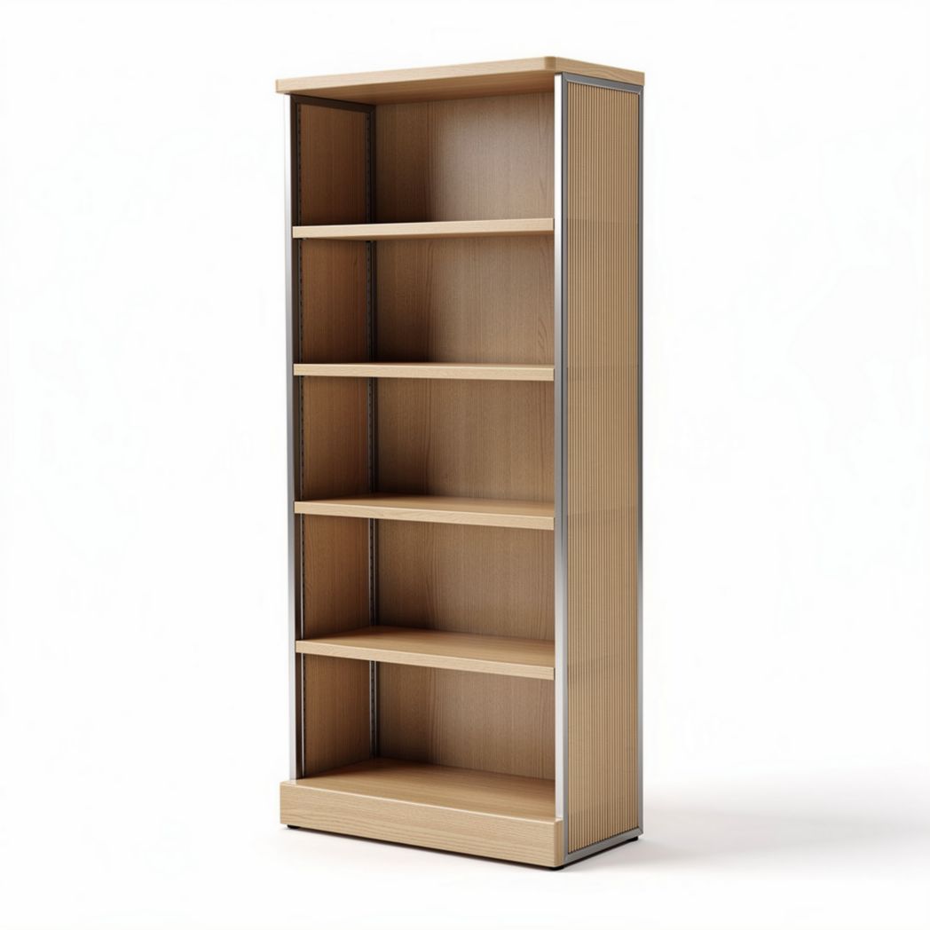 Wooden bookshelf with five shelves and metallic frame 30 x 80 x 180cm