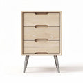 Three-drawer nightstand in light wood with metal legs 45 x 40 x 60cm