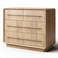 Wooden dresser with five storage drawers and sleek metal handles 120 x 80 x 50cm