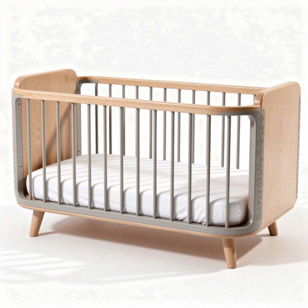 Wooden baby crib with detachable side rail and mattress included 120 x 60 x 90cm