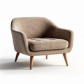 Fabric armchair with wooden legs in beige 80 x 75 x 75cm for living room use